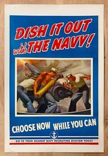 1942 Dish It Out In The Navy WWI Poster by McClelland Barclay Vintage Original