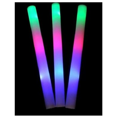 #ad 50 PCS LED Light Up Foam Sticks Baton Wands Rally Party Rave Tube Soft Glow Wand $45.99