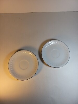 Set Of 2 Vintage Chinese Bone China Silver Rimmed Dessert Plates