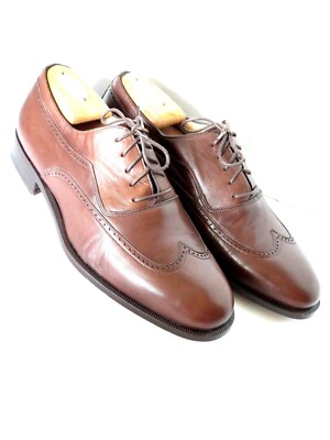 LOUIS ROTH Dark Brown Leather Wingtip Oxford‎ Shoes Size 12 M Made In Italy LOUIS ROTH Dark Brown Leather Wingtip Oxford Shoes SZ 8.5 M  main image 2