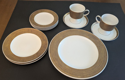Rosenthal Continental Majesty, China Replacement Cups and Saucers, Gold White