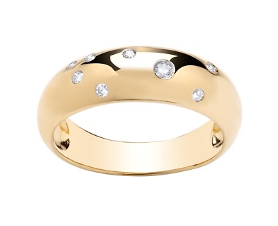 Abstrakter Ring 9 kt Gelbgold auf Silber simuliert klobig Bombe Größe J bis U