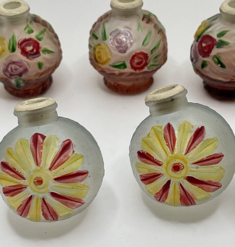 10 Vintage Weihnachten geätztes Glas Baum Licht Abdeckung handbemalt rund viktorianisch - Bild 5 von 11
