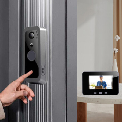Smart Wireless Visual Doorbell caméra 2 voies interphone PIR 4 pouces d'affichag