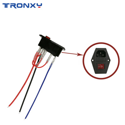 Tronxy 3 In 1 Fuse Power Supply Socket 250V 10A AC 3 Pin 3D Printer Parts