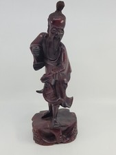 Vintage Original Japanese 12" Wood Carving Fisherman Antique Estate Cleanout 