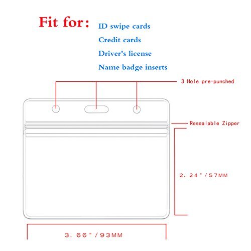 50 Pack Clear Plastic Horizontal Name Badge ID Card Holders for Office Work - Picture 3 of 3