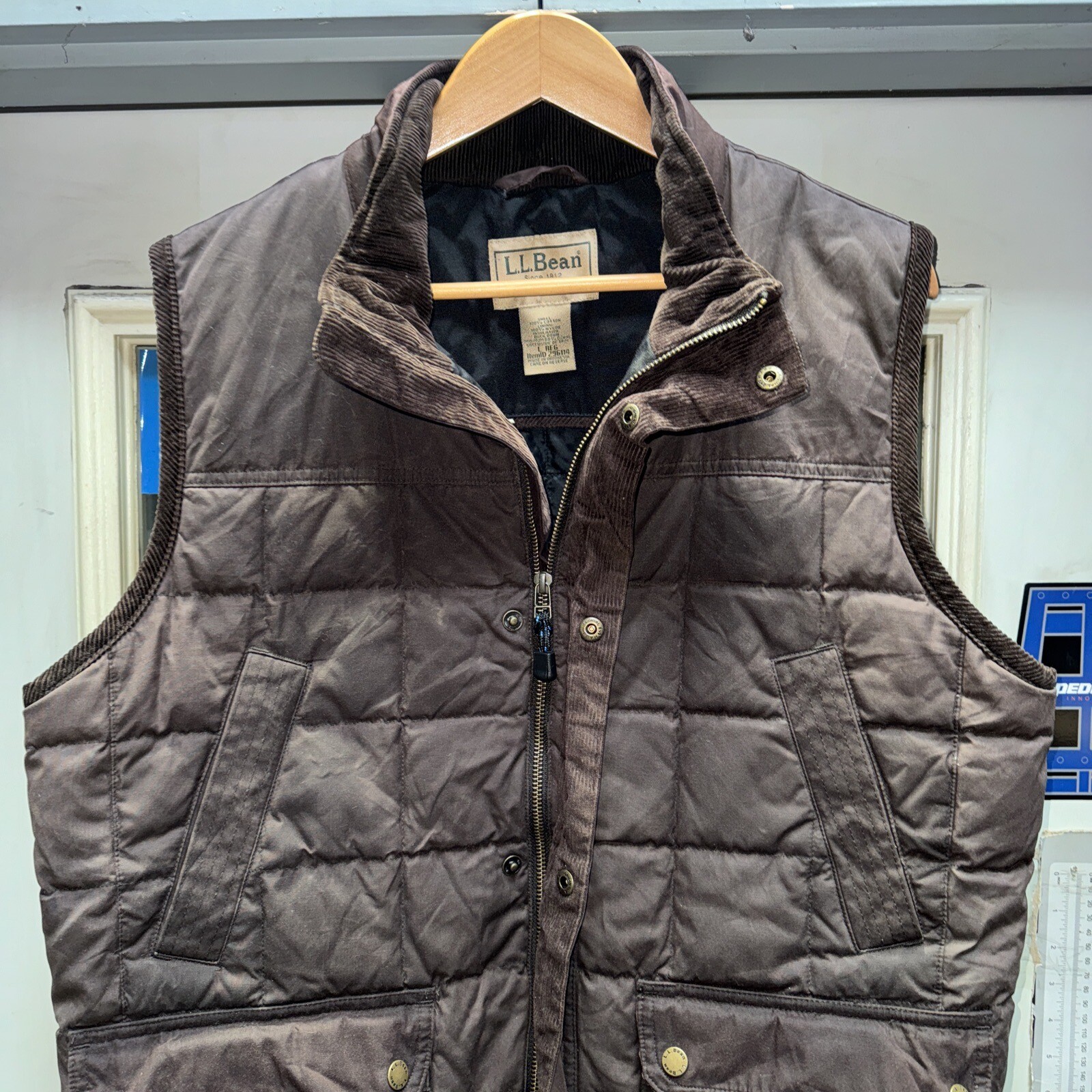 Vintage L L Bean Men’s Upcountry Waxed Cotton Down Vest Sz L Reg Brown