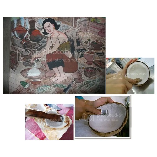 Juego de 4 piezas tailandesas hechas a mano peladoras de coco peladoras ralladoras cocina - Imagen 3 de 3
