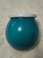 Hand Blown Aqua Blue Vase Art Glass Round Studio Glass Turquoise
