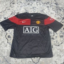 Nike Manchester United 2007/08 Away Jersey Medium Black Red AIG Sponsor