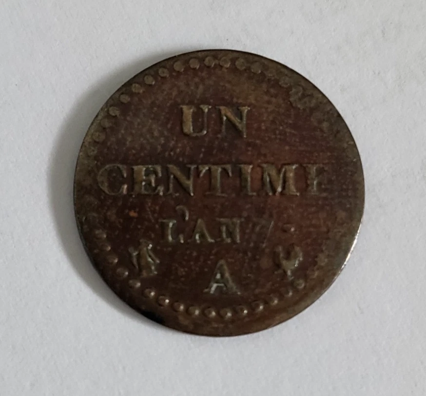 1 centime cuivre Dupré IIème République France L'AN 7 A 1798 (550) - Photo 1/2