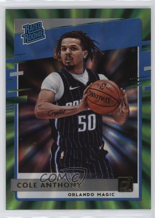 2020-21 Panini Donruss Rated Rookies Green Laser Cole Anthony #208 1d7i