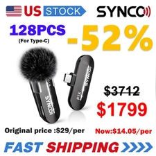 128PCS SYNCO Wireless Lavalier Microphone Type-C Connector for Vlog Recording