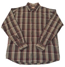 Wrangler Button Up Shirt Men s Size Large Gray Red Plaid Long Sleeve 100 Cotton