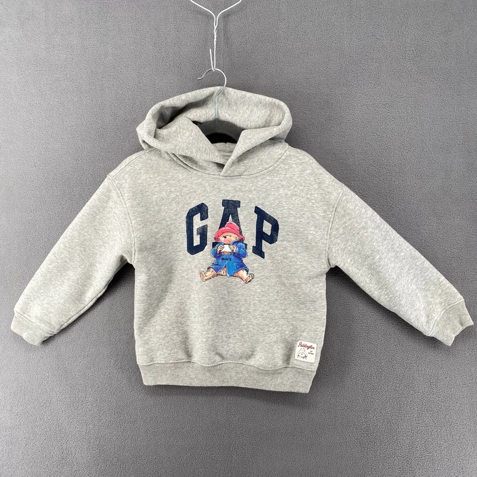 Sudadera con capucha gris Baby Gap x Paddington niños 5 mezcla de algodón logotipo deletreado Foto 4 de 4