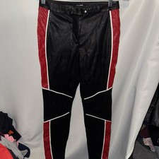 Fashion Nova Medium Black  Red Faux Leather Pants moto