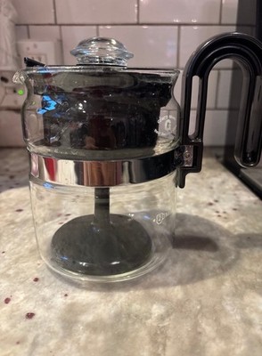 Vintage Gemco Glass French Press Coffee Maker 2-Cup Easy to Clean Black Handle