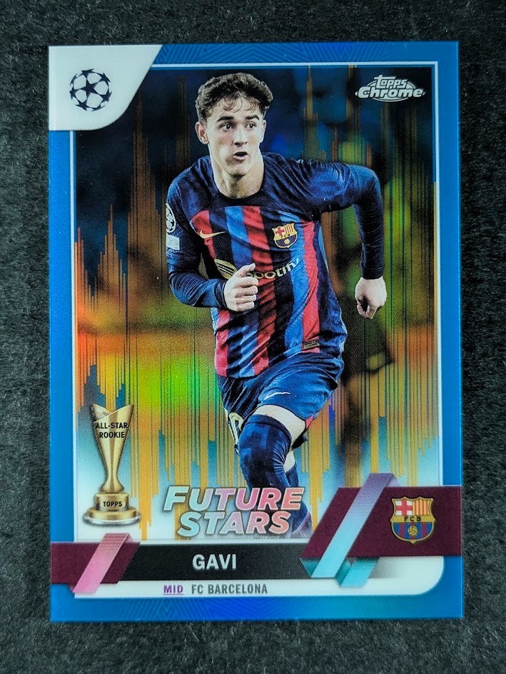 2022-23 Topps Chrome UEFA GAVI 47/75 Blue/Gold Seismic Refractor SP #178