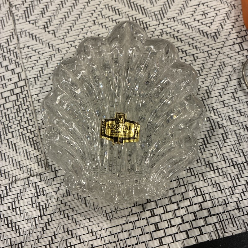 ZAJECAR Crystal Shell Shape Trinket Box w/Lid, 24% Lead  And Chrystal