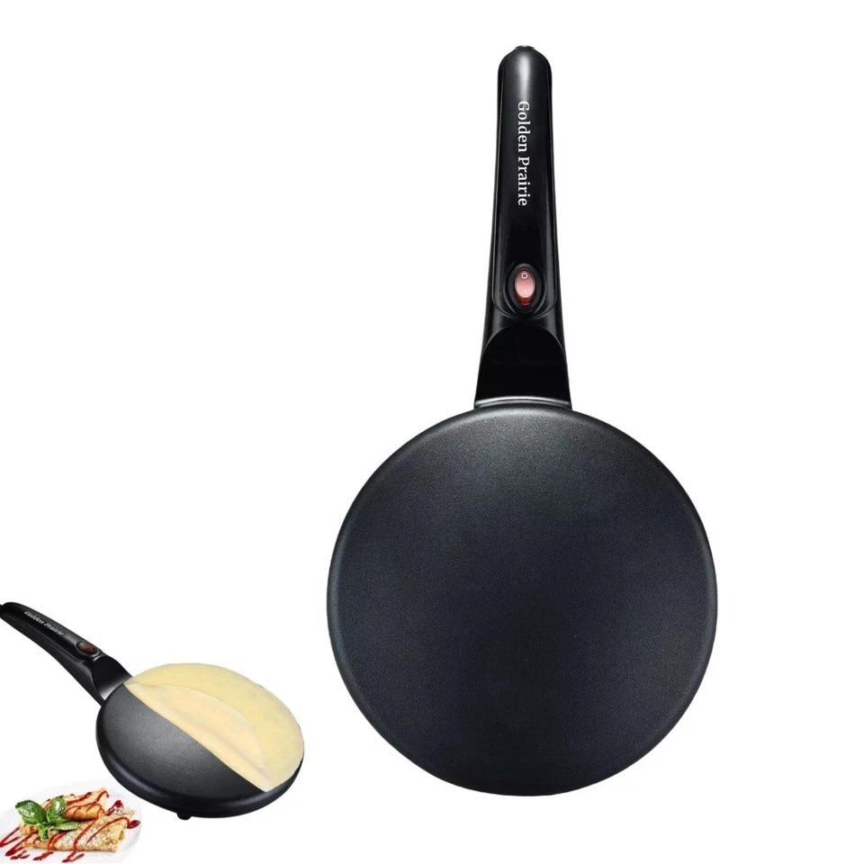 8" Elektrische Crepe & Pfannkuchen Maschine Kochplatte Grillplatte Antihaft 800 W Schwarz - Bild 3 von 4