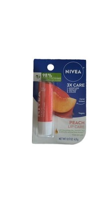 NIVEA Peach Lip Care Tinted Balm 3X Care 0.17oz 4.8g Moisturizing Vegan