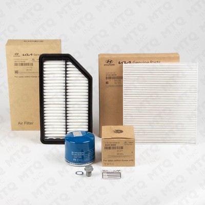 Kia Air Filters, Oil Filter w/ Drain Plug, Washer Combo Kit for Rio 2012-17 1.6L