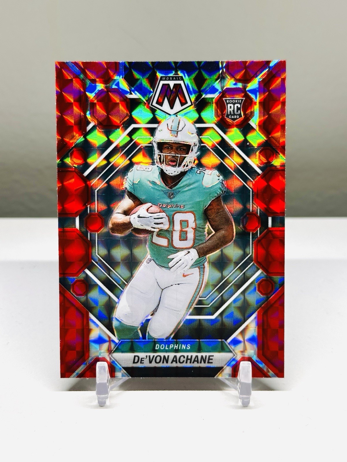 RARE Devon Achane 2023 Mosaic Red #312 RC Rookie SP Dolphins