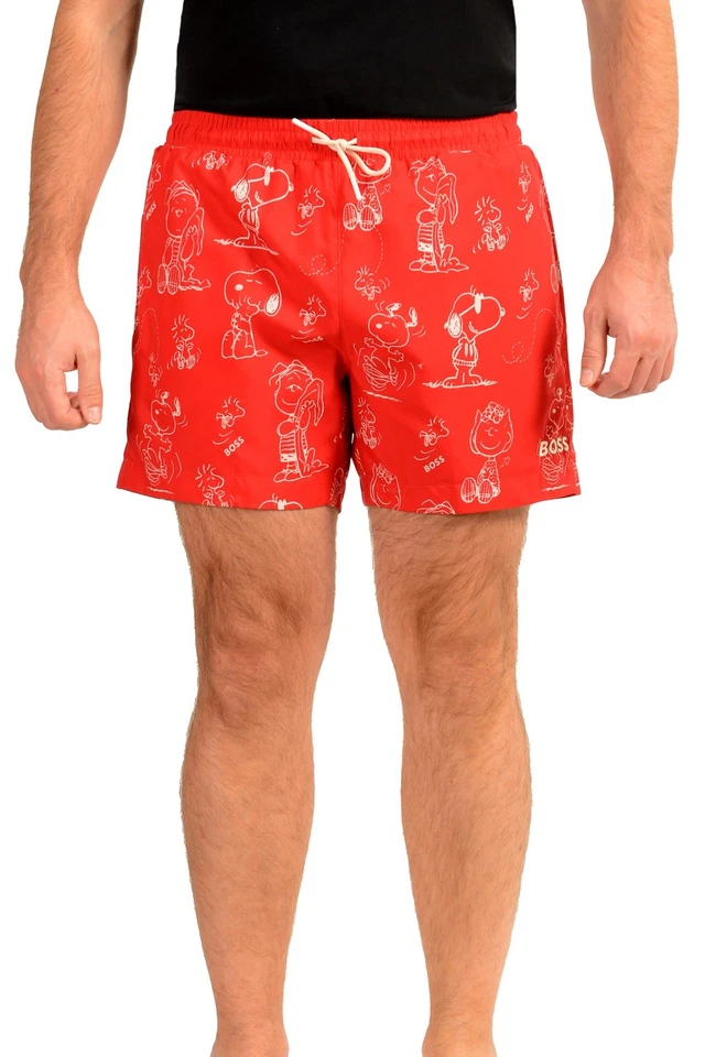 Hugo Boss Men's "Peanuts_Trunk" Red Swim Board Shorts US M IT 50