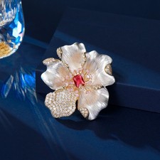 Peony Flower Brooch Elegant Coat Pin Floral Jewelry Auspicious Style Accessory