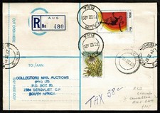 SOUTH AFRICA 1978 Registered cover cancel AUS (SWA) to Bergvliet SG72X