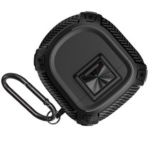 Black Shockproof Case Cover w/ Carabiner For Bose QuietComfort Earbuds II/Ultra.