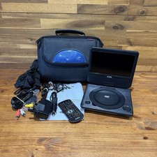 Alba 7” Portable DVD Player + All Cables, Remote & Carry Case Swivel Screen Used