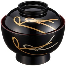 Maeju Shikki 3T-420 Soup Bowl Yamanaka Lacquer Musubi Black Red 450ml Japan