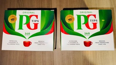 2x Original PG Tips 160 Tea Bags, Black Tea, Schwarz Tee, MHD abg.