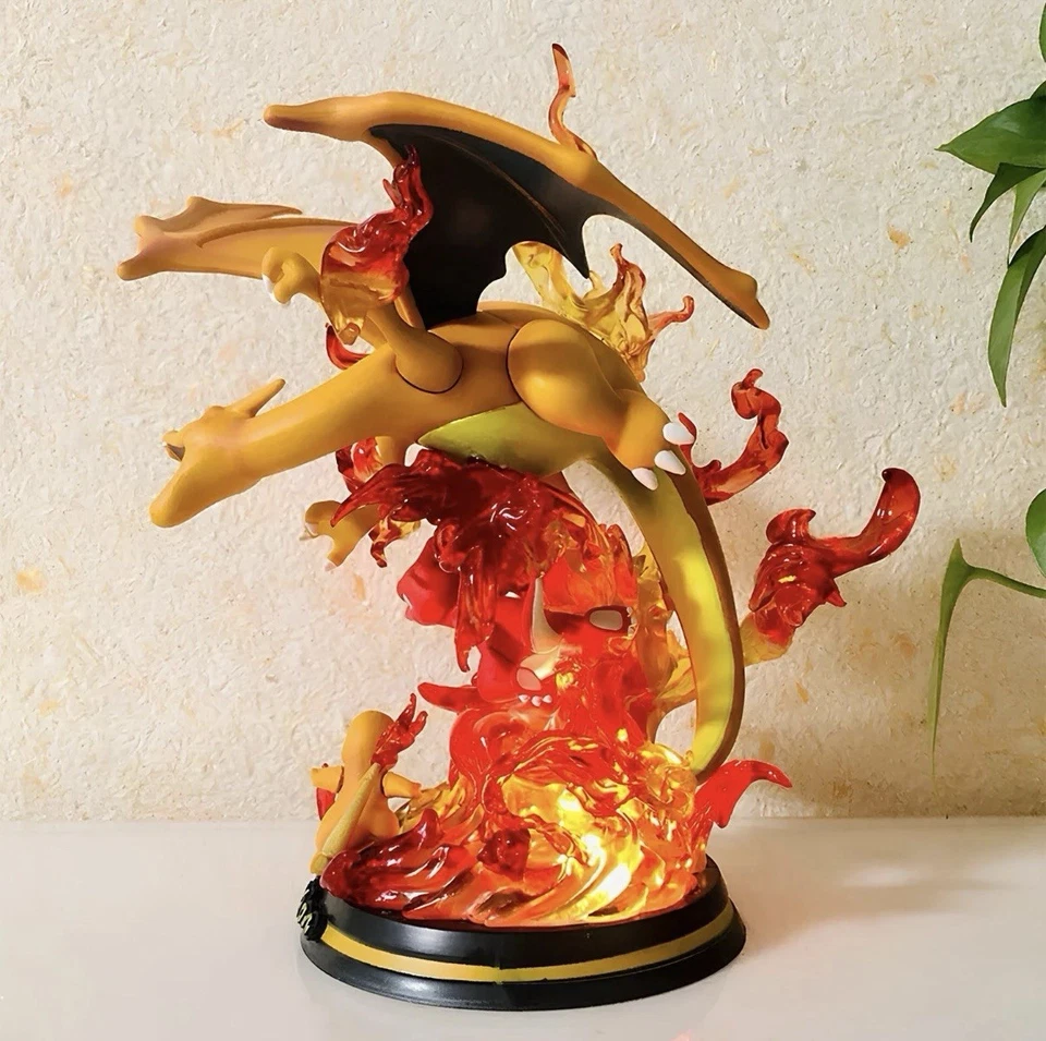 Novo Pokemon Evolution Luminous LED Charizard Charmander Charmeleon Figura Estátua - Imagem 3 de 4