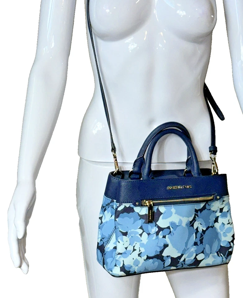 Bolso Bandolera Michael Kors Hailee Kellen XS Mango Superior Floral Azul RARO Foto 2 de 4