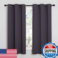NICETOWN Greyish Purple Blackout Curtains 45" Length, 2 Panels, Thermal Insulate