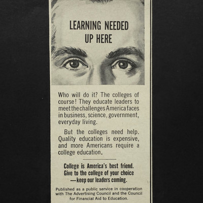 Council Financial Aid Education College Learning Public Service 1964 Vtg Ad