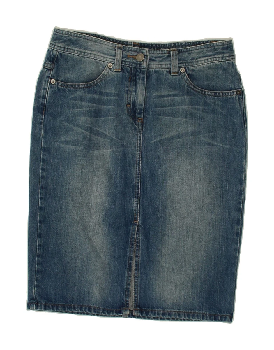 Plus Black Stretch Denim Split Detail Mini Skirt