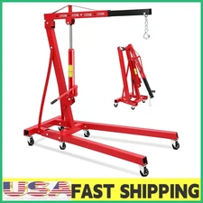 2Ton Folding Engine Hoist Hydraulic Cherry Picker Garage Shop Crane Lift 4400lbs