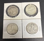 Kennedy & Walking Liberty Half Dollars Lot Of 4 90% Constitutional Silver Coins