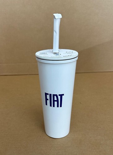 Official Factory FIAT 23 Oz. Stainless Steel White Cup w/ Stainless Straw - Picture 3 of 8