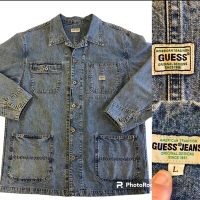 vintage guess usa 古着　ワンピース　oshkosh Vtg 80's Guess USA Made Blue Jean Work CHORE Coat 4 Pocket HiP HoP
