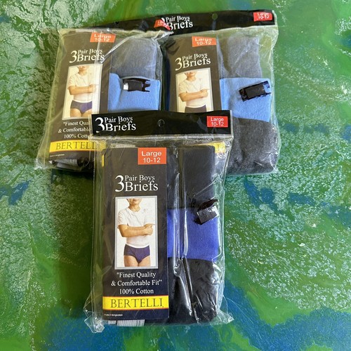 3 Packs of 3 NEW SEALED Boys Large 10-12 Briefs Underwear Cotton 9 Total.