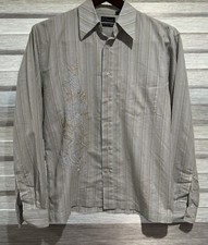 7 DIAMONDS Large Long Sleeve Premium Dress Shirt Button Up Embroidery Strips