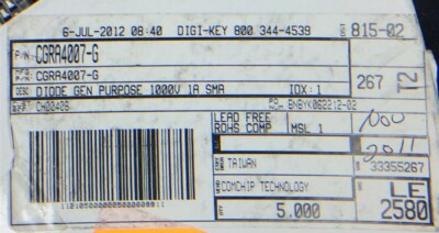 CGRA4007 COMCHIP DIODE GEN PURP 1KV 1A DO214AC ROHS 100 PIECES