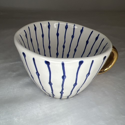Set of 2 The Old Pottery Company Hand Crafted Hand Painted Gold Handle Just Mugs - Picture 5 of 7