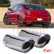 For Honda Accord Civic 2Pcs Chrome Stainless Steel Exhaust Pipe Tail Muffler Tip