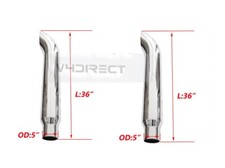 Pair Chrome 7- 5od X 36 Curved 36 Length Exhaust Stack Pipe Truck Tailpipe